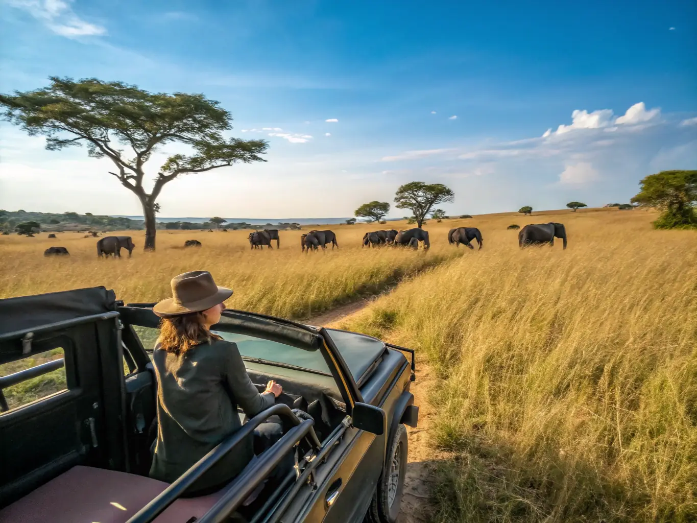 An influencer creating engaging video content while on safari, highlighting the immersive experience and wildlife encounters.