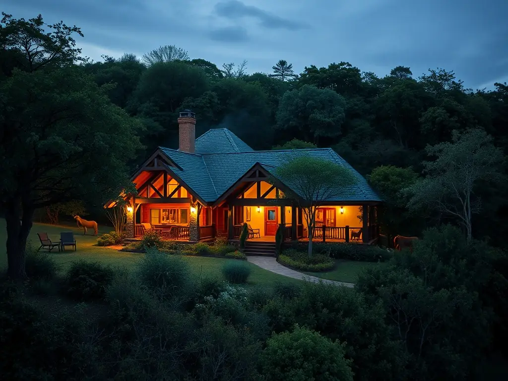 A professional photographer capturing a stunning landscape shot at a safari lodge, showcasing the beauty and potential for influencer content.